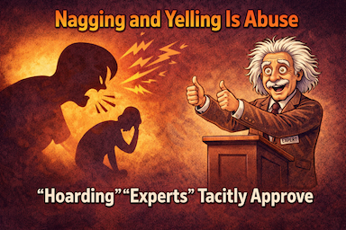 [thumbnail: nagging and yelling is abuse / hoarding experts tacitly approve